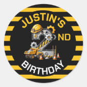 Schattigee bouw 2e verjaardag ronde sticker (Voorkant)