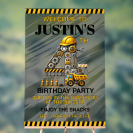 Schattigee bouw 4e verjaardag acryl bord