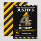 Schattigee bouw 4e verjaardag kaart (Voorkant / Achterkant)