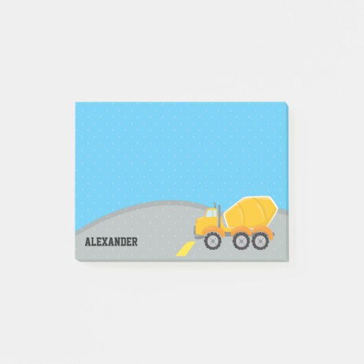 Schattigee Bouw Cement Mixer Truck Vehicles Boys Post-it® Notes (Voorkant)