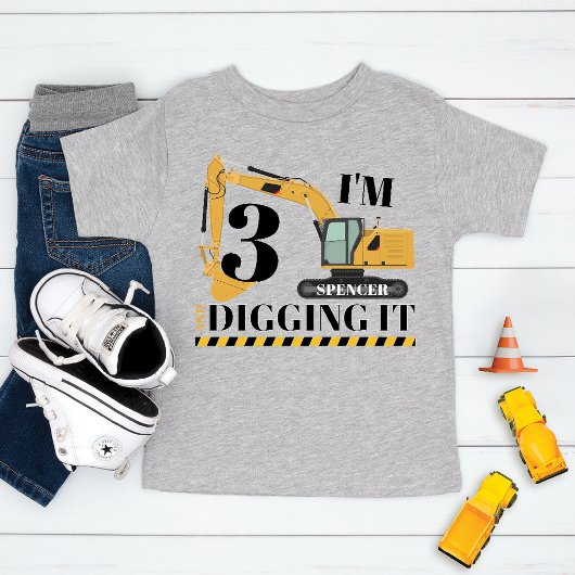 Schattigee bouw Digger Truck 3e verjaardagsfeest Kinder Shirts