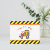 Schattigee Bouwjaar Verjaardagsfeest Dump Truck Bedankkaart (Staand voorkant)