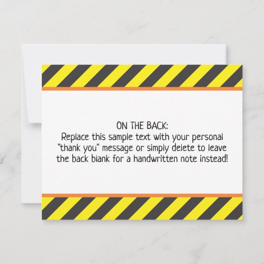 Schattigee Bouwjaar Verjaardagsfeest Dump Truck Bedankkaart (Achterkant)