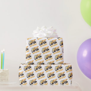 Schattigee bouwstortplaats Vrachtwagen Happy Birth Cadeaupapier