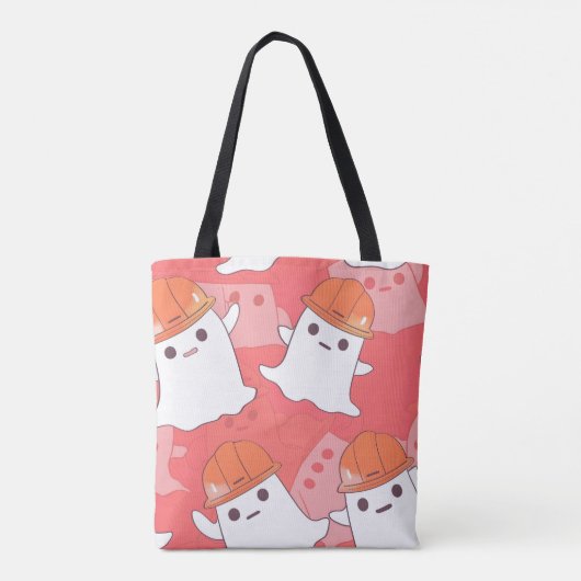 Schattigee bouwvakker spook tote bag (Achterkant)