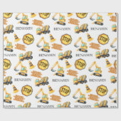 Schattigee Bouwvoertuigen Jongen Verjaardag Cadeaupapier (Vlak)