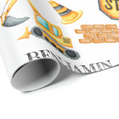 Schattigee Bouwvoertuigen Jongen Verjaardag Cadeaupapier (Rol Hoek)