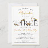 Schattigee Bouwvuilniswagen 3e Verjaardagsfeest Kaart (Voorkant)