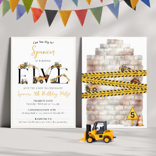 Schattigee Bouwvuilniswagen 5e Verjaardagsfeest Kaart