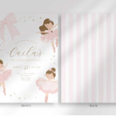 Schattigee Bow Ballerina Verjaardagsuitnodiging Kaart