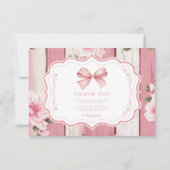 Schattigee Bow Bloemen Fancy Een Meisje 1e Verjaar Bedankkaart (Voorkant)