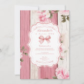 Schattigee Bow Bloemen Fancy Een Meisje 1e Verjaar Kaart (Voorkant)