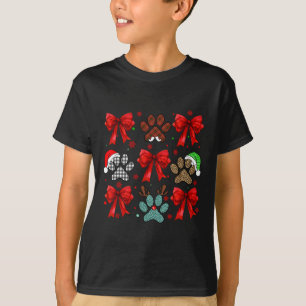 Schattigee Bow Coquette Dog Paw Dog Mom Dad Merry  T-shirt