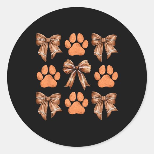 Schattigee Bow Coquette Hondenpoot Print Esthetisc Ronde Sticker (Voorkant)