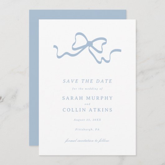 Schattigee Bow Demure Save the Date Kaart (Voorkant / Achterkant)