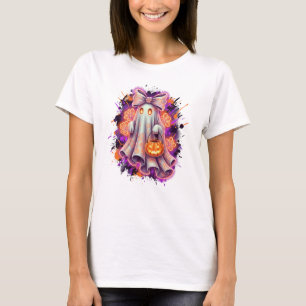 Schattigee Bow Ghost Pumpkin Halloween Shirt