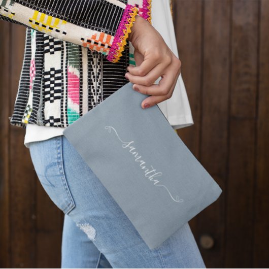 Schattigee Bow Handtekening Naam Dusty Blue Etui