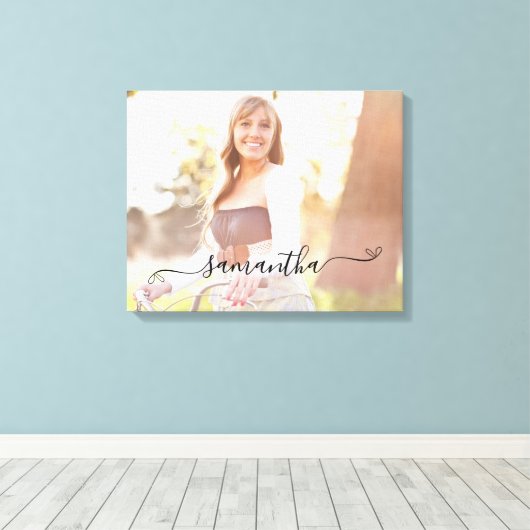 Schattigee Bow Handtekening Naam Foto Canvas Afdruk (Insitu (Houten vloer))