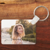 Schattigee Bow Handtekening Naam Foto Sleutelhanger (Voorkant)