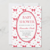 Schattigee Bow & hart Baby shower Uitnodiging (Voorkant)