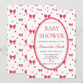 Schattigee Bow & hart Baby shower Uitnodiging (Voorkant / Achterkant)