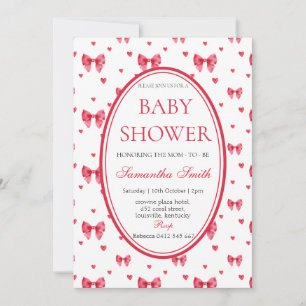 Schattigee Bow & hart Baby shower Uitnodiging