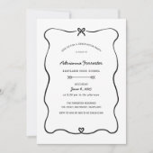 Schattigee Bow Heart Minimal Graduation Party Kaart (Voorkant)