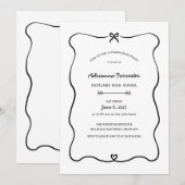 Schattigee Bow Heart Minimal Graduation Party Kaart (Voorkant / Achterkant)