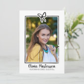 Schattigee Bow Lijst Foto Open Huis Afstudeerfeest Kaart (Staand voorkant)