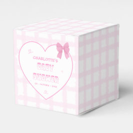 Schattigee Bow Pastel Pink Gingham Baby shower Bedankdoosjes