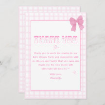 Schattigee Bow Pastel Pink Gingham Baby shower