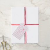 Schattigee Bow Pastel Pink Gingham Baby shower Cadeaulabel (Met Touw)