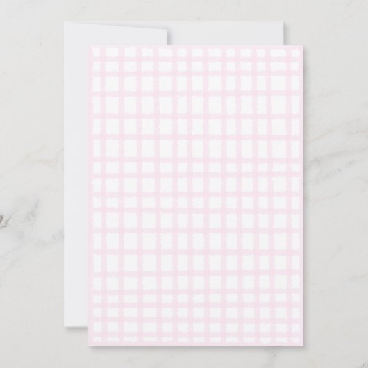 Schattigee Bow Pastel Pink Gingham Baby shower Kaart (Achterkant)