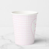 Schattigee Bow Pastel Pink Gingham Baby shower Papieren Bekers (Rechts)