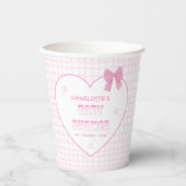 Schattigee Bow Pastel Pink Gingham Baby shower Papieren Bekers (Voorkant)