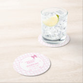 Schattigee Bow Pastel Pink Gingham Baby shower Ronde Kartonnen Onderzetter (Insitu)