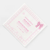 Schattigee Bow Pastel Pink Gingham Baby shower Servet (Hoek)