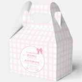 Schattigee Bow Pastel Roze Gingham Baby shower Gab Bedankdoosjes (Voorkant)
