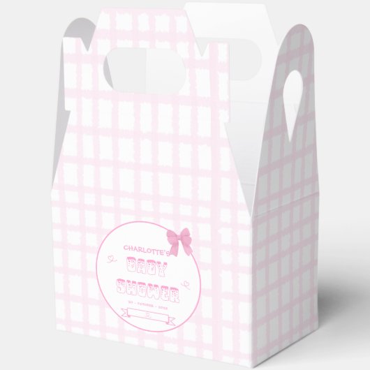 Schattigee Bow Pastel Roze Gingham Baby shower Gab Bedankdoosjes (Open)