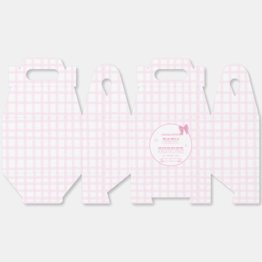 Schattigee Bow Pastel Roze Gingham Baby shower Gab Bedankdoosjes (Ongevouwen)