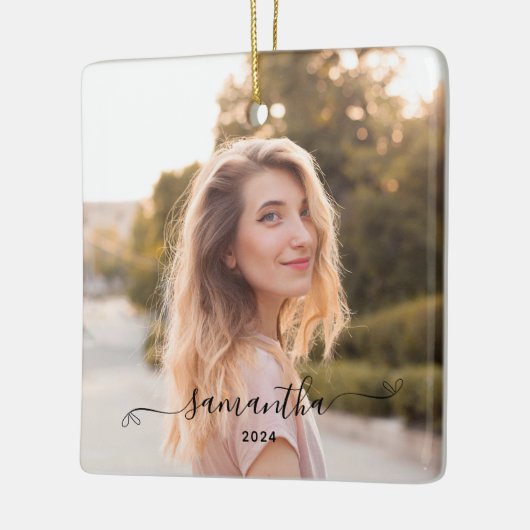 Schattigee Bow Signature Name Keramisch Ornament (Links)