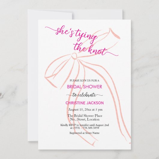 Schattigee Bow Sketch Ze bindt het knoop Vrijgezel Kaart (Voorkant)