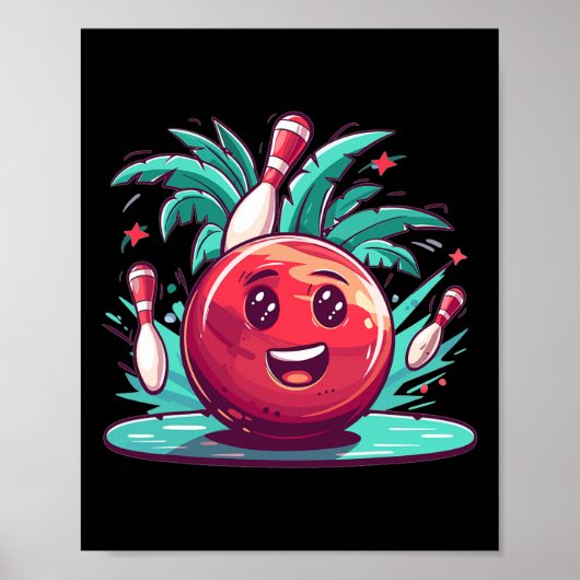 Schattigee Bowling Art I Kinder Bowling Poster (Voorkant)
