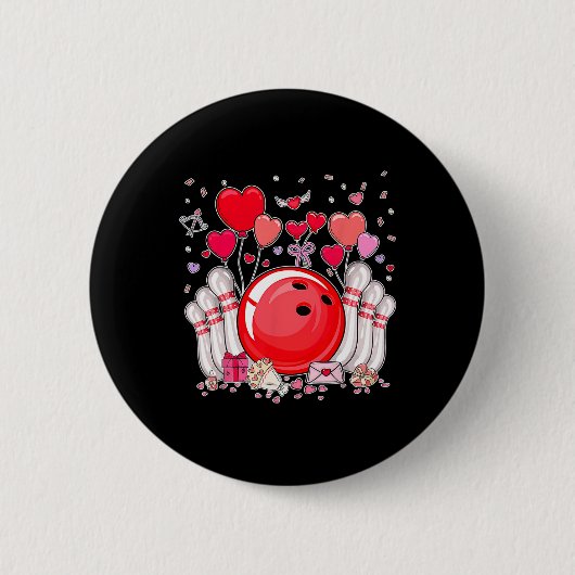 Schattigee Bowling Byll Valentijn Heart Lover Spel Ronde Button 5,7 Cm (Voorkant)