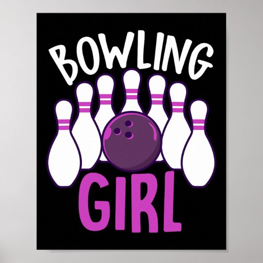 Schattigee Bowling Girl Funny Bowler Enthusiast Ou Poster (Voorkant)