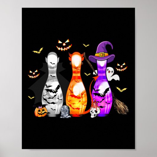 Schattigee Bowling Pin Halloween Spooky Kostuum Poster (Voorkant)