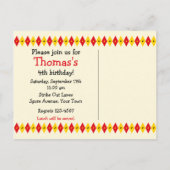 Schattigee Bowling Pin Verjaardag Uitnodiging Brie (Achterkant)