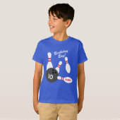 Schattigee bowling verjaardagsfeestje t shirt voor (Voorkant volledig)