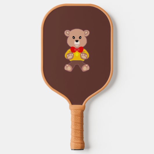 Schattigee Bowtie Teddy Bear Blue Ruimteschip Pickleball Paddle (Voorkant)