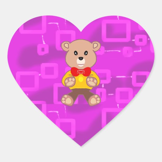 Schattigee Bowtie Teddy Bear Roze Geometrische Sti Hart Sticker (Voorkant)